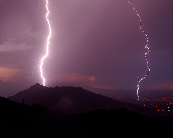 Sunset Lightning over South Mountain (8x10)